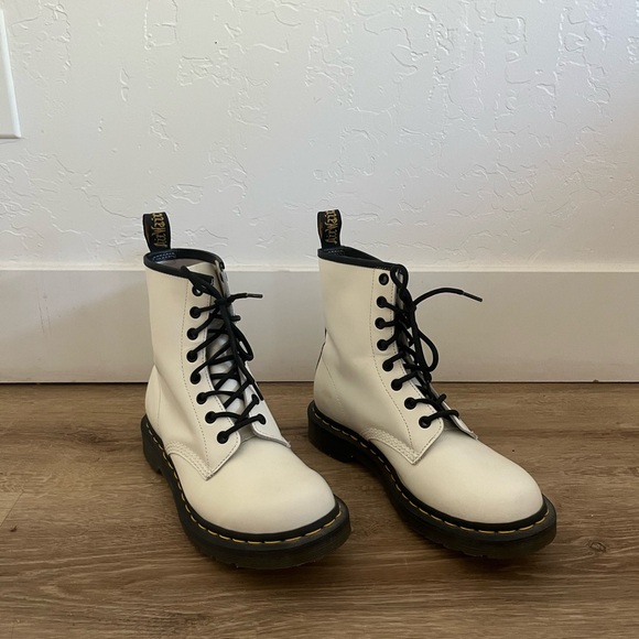 White Lace-Up Doc Marten Boots - Picture 2 of 4